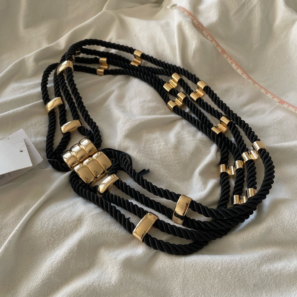 Zara Black and Gold Rope Belt